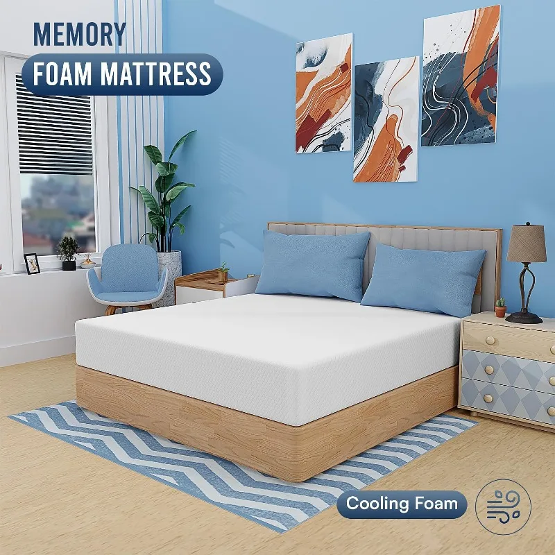 6/8/10/12 inch Gel Memory Foam Mattress for Cool Sleep & Pressure Relief, Medium Firm Mattresses CertiPUR-US Certified