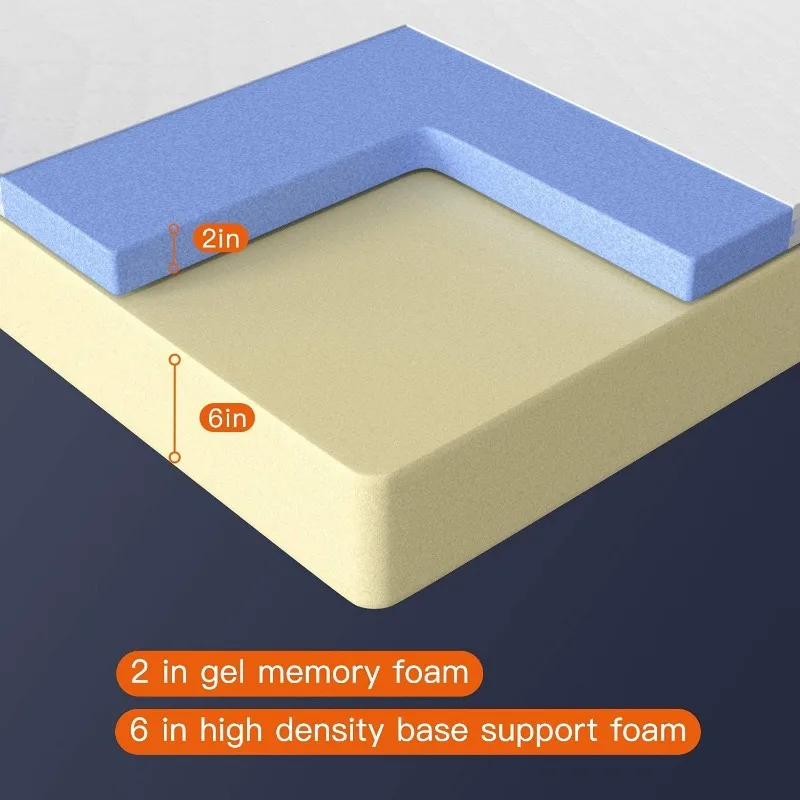 6/8/10/12 inch Gel Memory Foam Mattress for Cool Sleep & Pressure Relief, Medium Firm Mattresses CertiPUR-US Certified