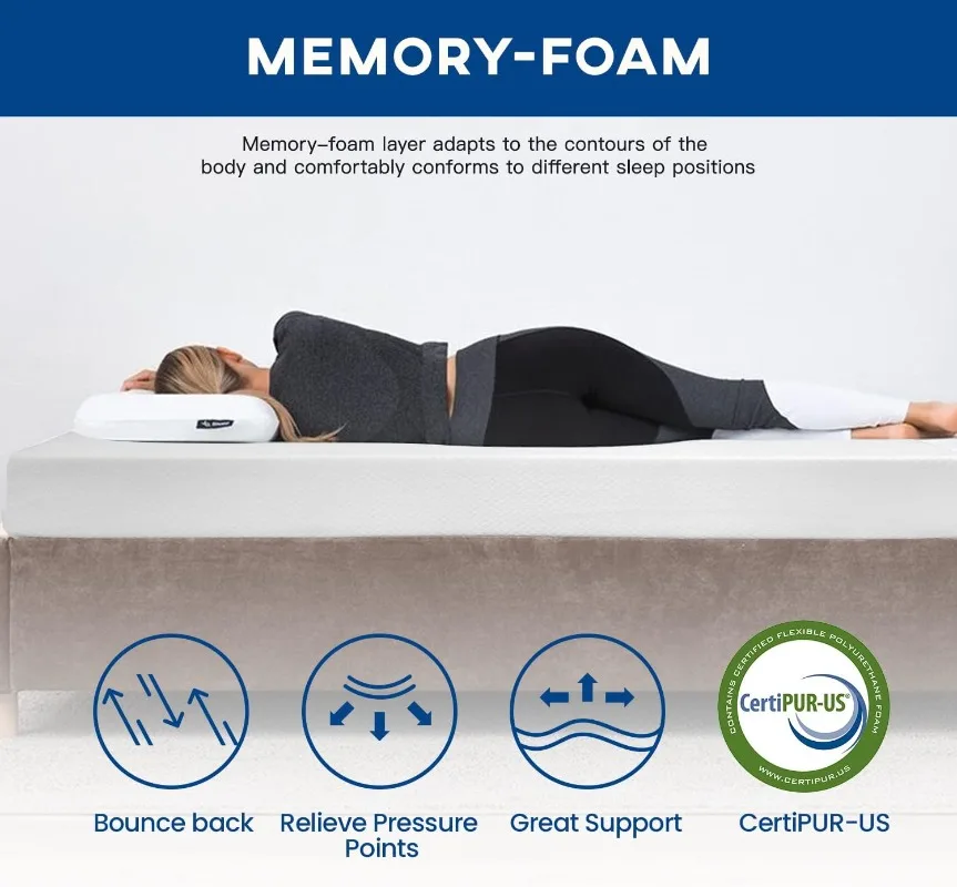 6/8/10/12 inch Gel Memory Foam Mattress for Cool Sleep & Pressure Relief, Medium Firm Mattresses CertiPUR-US Certified