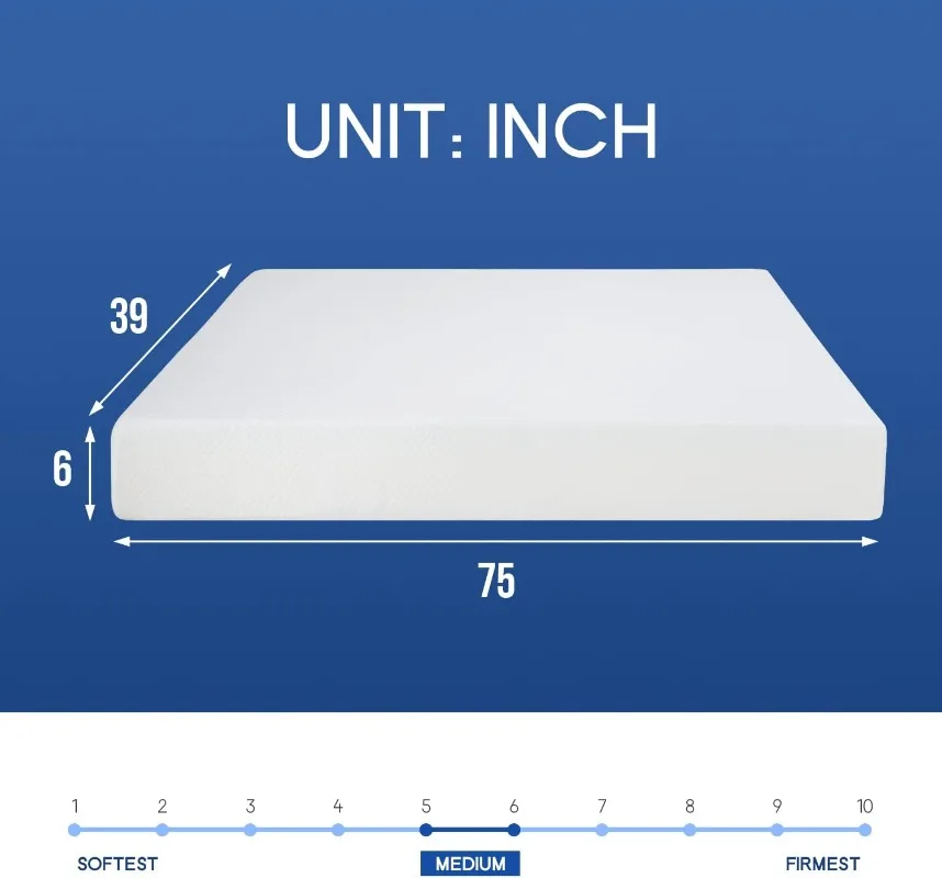 6/8/10/12 inch Gel Memory Foam Mattress for Cool Sleep & Pressure Relief, Medium Firm Mattresses CertiPUR-US Certified