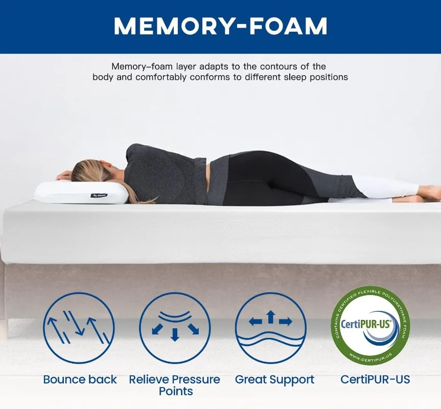 6/8/10/12 inch Gel Memory Foam Mattress for Cool Sleep & Pressure Relief, Medium Firm Mattresses CertiPUR-US Certified