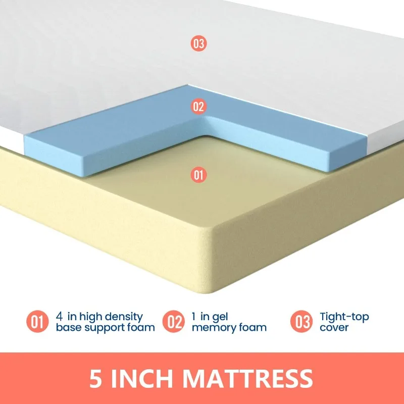 6/8/10/12 inch Gel Memory Foam Mattress for Cool Sleep & Pressure Relief, Medium Firm Mattresses CertiPUR-US Certified