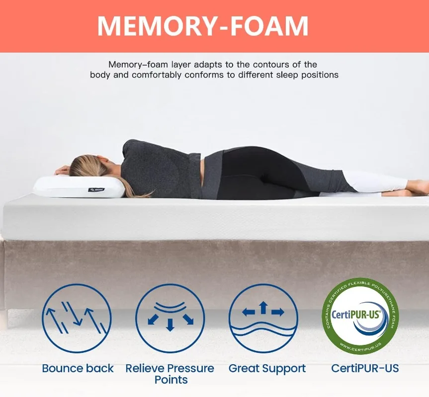 6/8/10/12 inch Gel Memory Foam Mattress for Cool Sleep & Pressure Relief, Medium Firm Mattresses CertiPUR-US Certified