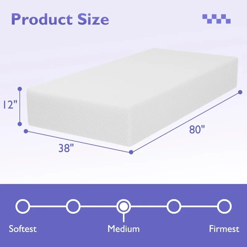 6/8/10/12 inch Gel Memory Foam Mattress for Cool Sleep & Pressure Relief, Medium Firm Mattresses CertiPUR-US Certified