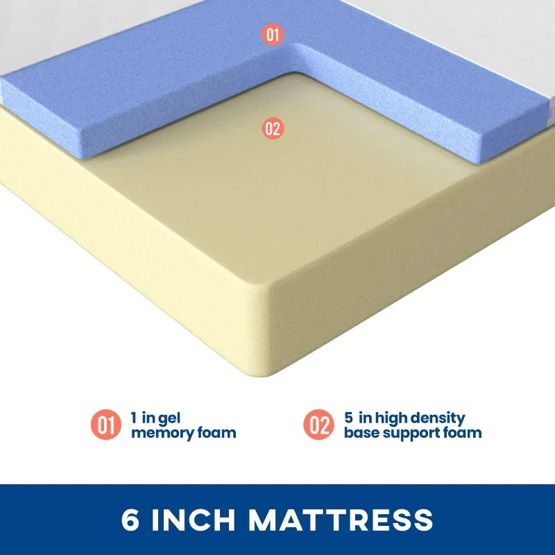 6/8/10/12 inch Gel Memory Foam Mattress for Cool Sleep & Pressure Relief, Medium Firm Mattresses CertiPUR-US Certified