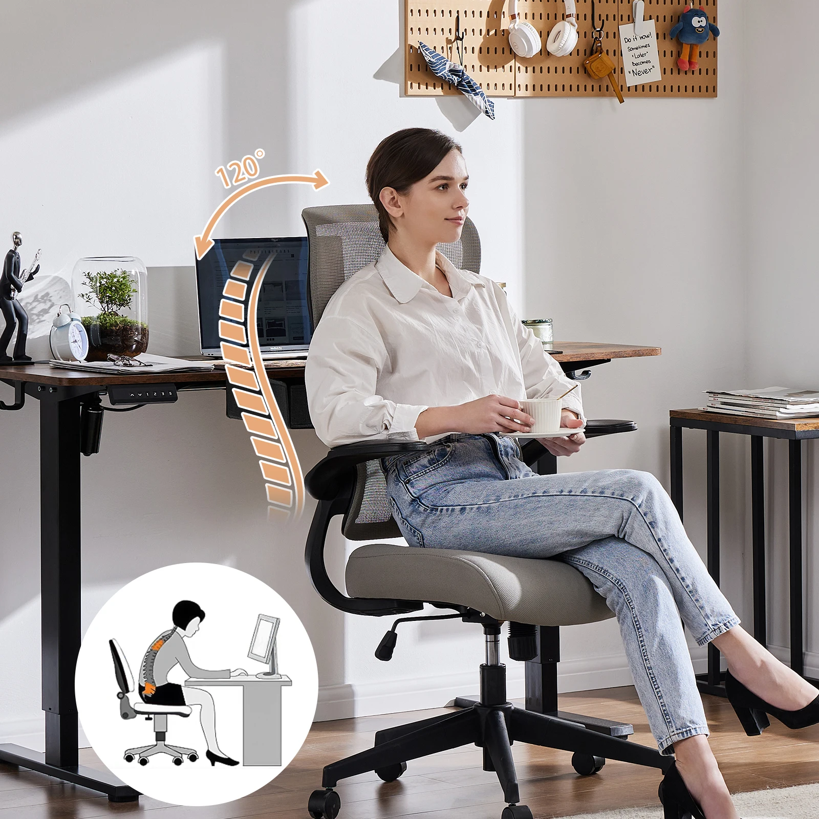 JHK Ergonomic Mesh Lumbar Support Office Desk Computer Chair High Back Swivel Rolling Gaming Chairs With Wheels And Flip-up Arms